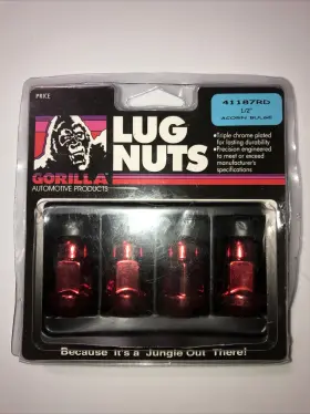 41187rd Gorilla Automotive Red Acorn Bulge Seat Lug Nuts 1/2 Inch Thread Size