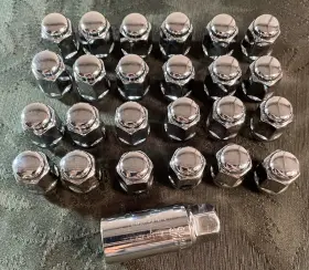 41188 Gorilla Automotive 24 Lug Nuts 1/2 Inch Thread 3/4 Hex 19mm Bulge Acorn Chrome With Drive