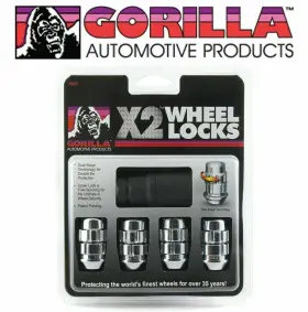 71621x Gorilla Automotive X2 Wheel Locks Chrome 12mm X 1.25 Bulge Acorn 12x1.25 Lug Nut