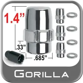 72621n Gorilla Automotive Wheel Locks 12mm X 1.25 Thread Short Shank Chrome