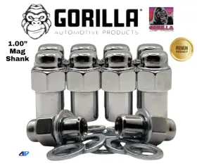 74188 Gorilla Automotive 20pc Chrome Mag Lug Nuts 1/2-20 Extended 1.0 Inch With Standard Washers