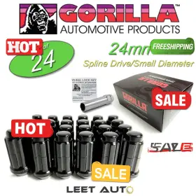 K6ts14200bgr26104bc Gorilla Automotive 24 Lug Nuts 14mm X 2.00 Black Spline Drive Duplex K6ts-14200bgr