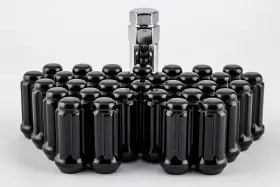 K8ts-14150b Gorilla Automotive 32 Black Spline 8 Lug Nut Kit 14x1.5mm 1990-2025 Chevy Gmc 2500 3500