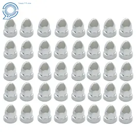 Hp70344 Happy19star 33mm Lug Nut Covers Caps Chrome Abs Plastic Push On Bullet Semi Truck 40 Pcs