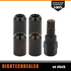 Hig13127608 Hightechdeals8 4x Wheel Locking With 1 Key M12x1.5 Black Open End Bulge Acorn Lugs