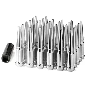 106-007-01-0321 Howbow M14x1.5 Spike Lug Nuts Set Of 32 Chrome Spline Spiked For Trucks F250 F350 Chevy