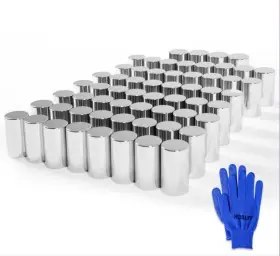 D11162 Hqalty 60pcs Lug Nut Covers 33mm Cylinder Abs Chrome Plastic Anti-rust Th