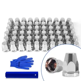 D11175 Hqalty 60pcs Lug Nut Covers 33mm Flat Top Thread-on For Semi Trucks Abs C