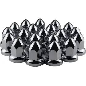Qb-trk0013-20 Ibroprat 33mm Chrome Push-on Lug Nut Covers For Semi Trucks Abs Bullet Flanged 20 Pack