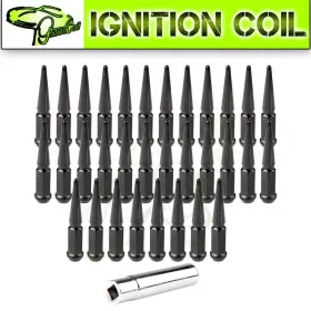 Ign11225507 Ignitionco 32 Pcs Black M14x1.5 Wheel Lug Nuts 1 Key For Chevrolet Avalanche Ford Gmc
