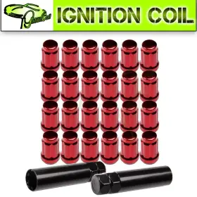 Ign11227707 Ignitionco For 1997-2016 Toyota Avalon 12x1.5 Red 24 Pcs Of 6 Spline Lug Nuts 2 Keys