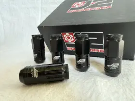 Sdd-lnt7002125bk J2 Engineering 16pcs Open End Black M12 X1.25 Lug Nuts With 4pcs Lock And Key