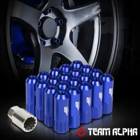 Tma-lb5210107tnl J2 Engineering 16 4 Key Lock 12mmx1.25 Open End Extended Blue 60mm Rim Lug Nut