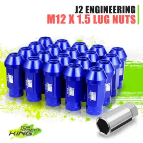 Tsk-j2lnt703715bl J2 Engineering Blue T6-7075 Aluminum Close End M12x1.5 20pc 50mm Lug Nut Set With Extendtion