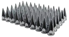 Jiuxi 794497986410 Abs Chrome Plastic 33mm Thread-on Spiked Lug Nut Covers For Semi Trucks Pack