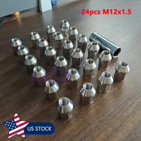 0730101ass Jonjea 24pcs M12 1.5 Stainless Steel Wheel Nuts Lug Universal Hex 19mm Length 35mm