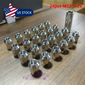 0730102ass Jonjea 24pcs M12 1.25 Stainless Steel Wheel Nuts Lug Hex 19mm Length 35mm