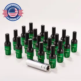 0750303a-35gr Jonjea 20pcs M14x1.5 Wheel Lug Bolts Cone Seat Stud 35 Shank Green For Most Aftermarket