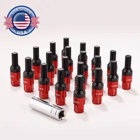 0752503b-28rd Jonjea 20pcs Red M14x1.5 Wheel Lug Bolts 28mm Shank Ball Seat Stud Set For Audi Vw Benz