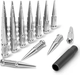 A7001-24 Kingway M14x1.5 Spike Lug Nuts Chrome 24 Pcs 14mm X 1.5 Spline
