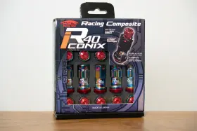 Ria-11nr Kyo-ei Project Kics R40 Iconix Lock Aluminum Cap - M12x1.5 Neochrome/red