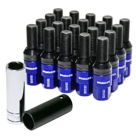 Kd7077be Kyostar M14 X 1.5 Aluminum Close End Conical Seat Lug Bolt 23mm For Bmw 92-22 20pcs Blue