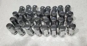 Laa 2500 3500 9/16 32pc Chrome Bulge Acorn Lug Nuts 2 Inch Xl 9/16-18 1994-2011 Dodge Ram 60