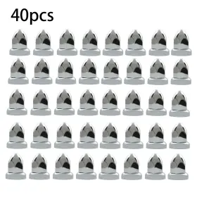 Law140688 Labwork 40 Pack 33mm Chrome Lug Nut Covers Abs Plastic Push On Bullet For Semi Truck