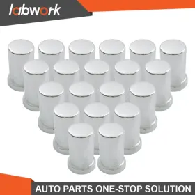 Tl23446q Labwork 33mm Lug Nut Covers Chrome Push On Style Plastic Tube Top 3-3/8 Inch 20 Pack