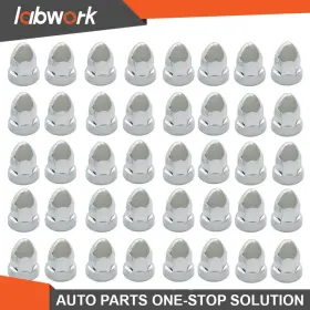 Tl23448q Labwork Chrome 33mm Push-on Bullet Flanged Lug Nut Covers For Semi Truck 40 Pack