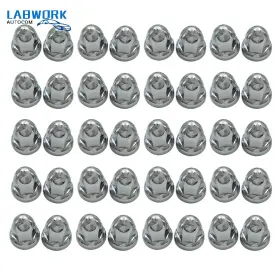 La1336536cm Labworkauto 40 Pack Chrome Plastic 33mm Semi Truck Push-on Bullet Lug Nut Covers