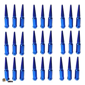 Jd-n005bl Lujiani Set Of 24 - 1/2 Inch -20 Blue Wheel Spike Lug Nuts 4.4 Long With Socket Key