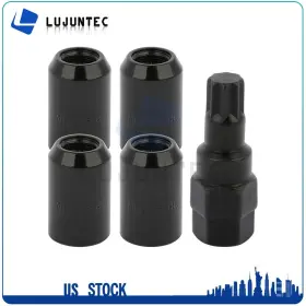 Lj131276tc Lunjuntec 4 X Wheel Lock 1 Key 12mmx1.5 Black Fits Honda Cr-v Accord Pilot Passport