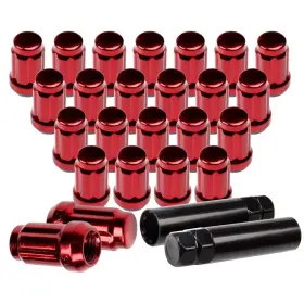 13530685 Luxfineparts 24 2 Keys Spline Lug Nuts 12x1.5 For Toyota 4runner Sequoia 1.38ftft Tall Red