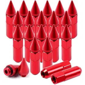 13530688 Luxfineparts 20x Cap Spiked Arrow Style Racing Aluminum Lug Nuts For Honda Acura M12x1.5 Red