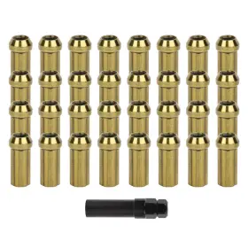 13530701 Luxfineparts 32 Lug Nuts Key For Chevrolet Gmc Sierra 3500 Hummer H2 M14x1.5 Gold 7-spline