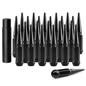 M-n017-24b Mardarth Set Of 24 14 Mm X 1.5 Wheel Spike Lug Nuts M14x1.5 Conical Black