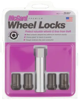25357 Mcgard Tuner Style Cone Seat Wheel Locks Black M12 X 1.5 Thread Size