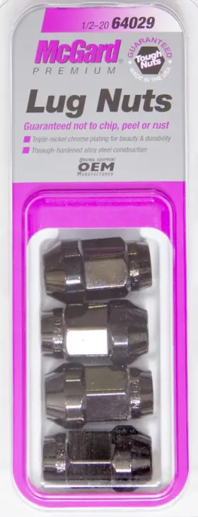 64029 Mcgard Lug Nuts 1/2-20 4 Pack Bulge Cone Seat Black