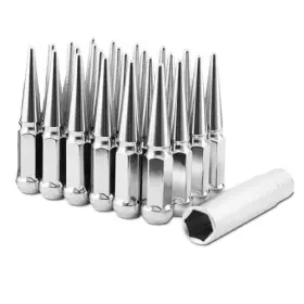 24-14x2.0 Metal Lugz 7006k6 Chrome Spiked Conical Style Lug Nuts Full Kit 14mmx2.0
