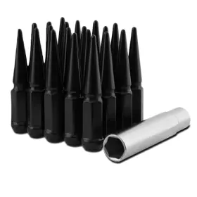 7008k5-blk Metal Lugz 20-9/16 Inch Black Spiked Conical Style Lug Nuts Full Kit