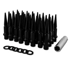 7206k8-blk Metal Lugz 32-14x2.0 Black Spiked-dually Shank Style Lug Nuts Full Kit 14mmx2.0
