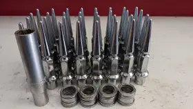 7404k8 Metal Lugz Used Dually Chrome Spike 14x1. 5 Long .80 Inch Shank