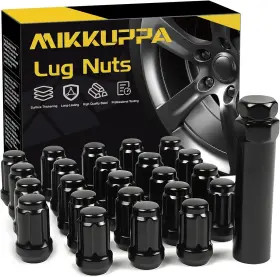 Qln042-1 Mikkuppa 23pcs 1/2-20 Spline Lug Nuts - 17mm Hex 1.35 Inch Tall Black