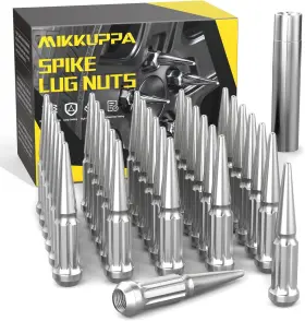 M14x1.5-32 Mikkuppa Qln047 M14x1.5 Wheel Spike Lug Nuts - 32pcs Chrome Pack