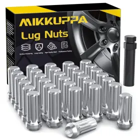 M14x1.5 Mikkuppa Qln111 Spline Lug Nuts 32 Pack Chrome 2 Inches Long Cone