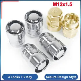 M12x1.5 Mikkuppa Qln114 Wheel Locking Lug Nuts Chrome 1.5 Inch Length Cone Seat Locks 2 Socket Key