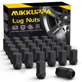 M14x1.5 Mikkuppa Qln412 32pcs Lug Nuts Black For Chevy Silverado Gmc Sierra Ram 2500/3500