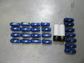 Mmlg-1220-23lbl Mishimoto Blue Aluminum Lug Nuts And Locks 1/2 Inch -20 23pc Open
