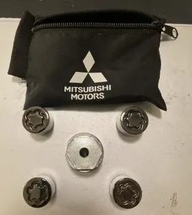 Mz312852 Mitsubishi Oem Black Lug Nut Lock Kit Chrome Mirage And G4 2017-2024
